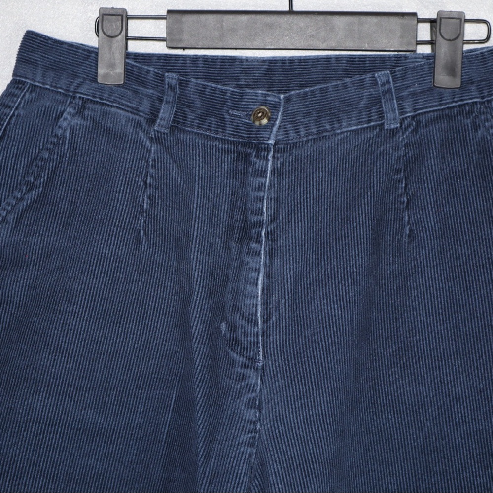 Vintage‎ L.L. Bean Corduroy Pants Womens 8 reg Pleated Front High Rise Navy Blue - Picture 2 of 9